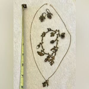 Complete Michael Michaud Handcrafted Bronze Acorn & Oak Jewelry 4pc Set